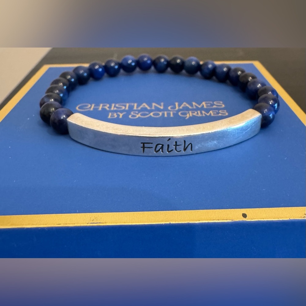 Christian James by Scott Grimes Lapis Bead & Sterling Silver Stretch Bracelet